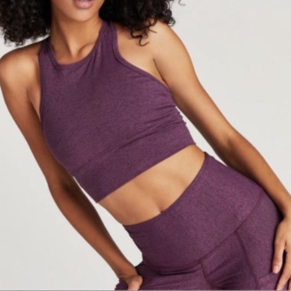 Strut This Bowie Crop Top in Speckled Plum OS